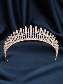 Luxury Silver Rhinestone Spike Tiara Crown Bridal Wedding Queen Headpiece For Women Prom Party Halloween Cosplay Carnival - Multicolor - View 9
