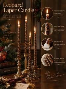 2/4 buah Lilin Panjang Tirus Motif Leopard Vintage, Lilin Panjang Tirus Motif Leopard, 0,86*9,84 Inci, Cocok Untuk Dekorasi Rumah, Makan Malam Romantis, Hiasan Meja, Penciptaan Suasana, dan Hadiah Suvenir - A - View 9