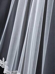 Letter Print Cathedral Style Bridal Veil (With Metal Hair Comb), Single Layer White Soft Tulle Wedding Accessory, Classic Fashionable Wedding Outfit Item, Suitable For Wedding Styling And Pre-Wedding Party - Multicolor - View 8