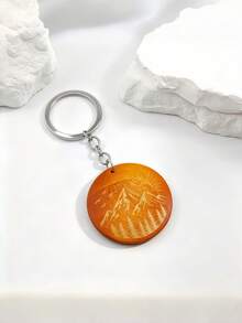 New Hot-Selling Handmade DIY Fresh Landscape Wooden Keychain, 1pc Cute Creative Wooden Keychain Pendant, Creative Holiday Gift Souvenir For Lovers And Friends, Creative Gift For Girlfriend, Holiday Gift, Phone And Car Key Ring Accessory, Holiday Creative Small Gift For Others, Event Gift - Multicolor - View 7