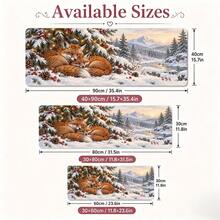 1pc Winter Fox Mouse Pad, Sleeping Red Foxes In Snowy Forest Landscape Extended Desk Mat For Home Office, Gaming And Holiday Decor - View 5