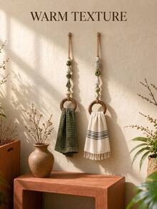 1pc Decorative Beaded Towel Hook, Bohemian Style Woven Beads, Bathroom Kitchen Decor Towel Ring, Rustic Beaded Hanging Rack, Home Bathroom Wall Art - Multiple Styles - View 5