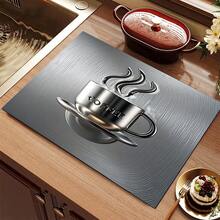 (Hot !!) 1pc 2D Coffee Pattern Flat Stove Protector Mat And Non-Slip Rubber Stove Cover Pad Suitable For Induction Cooktop, Glass Stove And Multi-Function Anti-Scratch Mat, Also Best Choice For Oven, Washing Machine, Dryer And Kitchen Decoration - Multicolor - View 3