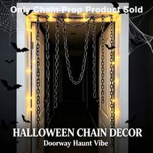Fake Plastic Chain Prop, Simulated Black Iron Chain, Suitable For Halloween Haunted House Decoration, Cosplay Costume Accessory, Party Scene Photo Prop, Not Suitable For Heavy Lifting, Battery Not Included - Multicolor - View 2