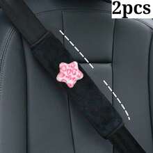 2pcs Leopard Print Star Car Seat Belt Covers, Shoulder Pads For Driver And Passenger Universal Vehicle Seat Belt Anti-Chafe Pads, Women's Car Interior Accessories - A - View 8