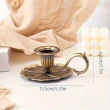1 buah Tempat Lilin Logam Perunggu Antik dengan Pegangan, Tempat Lilin Pilar dengan Alas Bunga Teratai, Dudukan Lilin Meja Retro Eropa untuk Pesta Pernikahan, Makan Malam, Dekorasi Rumah, Ornamen Meja Romantis, Hadiah - 1 buah warna biru antik - View 5