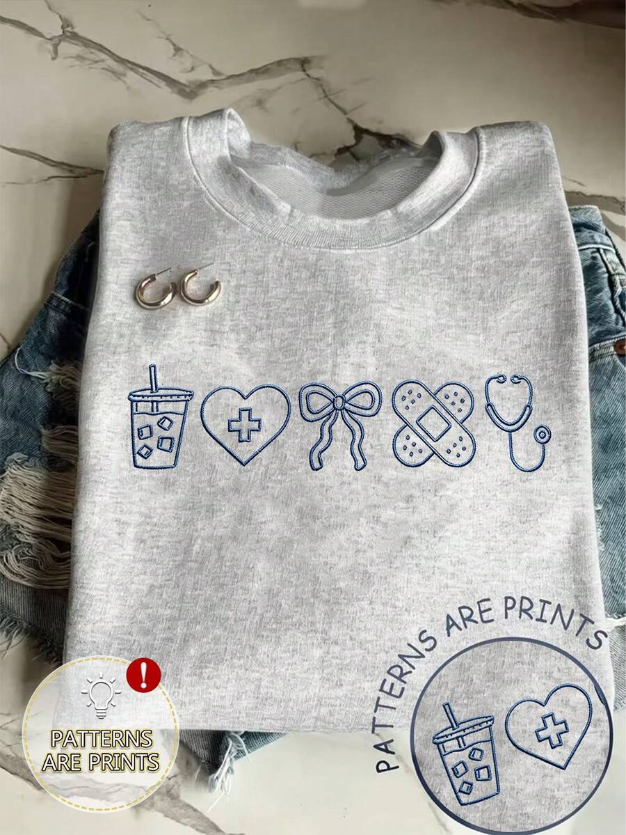 Women Plus Size Highland Cow Print Casual Long Sleeve Sweatshirt Top Autumn Winter - Light Grey - View 1