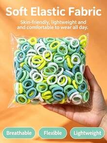 300pcs Girls Colorful Nylon Hair Bands, Simple Basic Elastic Hair Ties, Suitable For Students Ponytail Holder, Applicable For Daily And Party Wear. - Mixed color - View 13