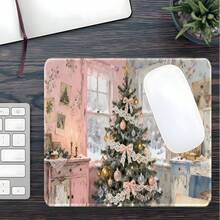 1pc Vintage Watercolor Christmas Tree Large Extended Mouse Pad, Romantic Winter Atmosphere Desk Mat, Non-Slip Rubber Base Stitched Edge Soft Fabric Keyboard Pad, Suitable For Office, Gaming, Gift - View 8