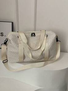 Large Capacity Solid Color Travel Bag For Storing Waterproof And Minimalist Men's And Women's Travel Bags - Beige - View 5