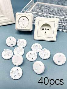 5/7/10/15/20/25/30/40Pcs Power Plug Protector, Outlet Cover, Power Socket Safety Cap, Anti-Electric Shock Outlet Cover, Safety Plug Protector, Safety Power Outlet - White - View 15