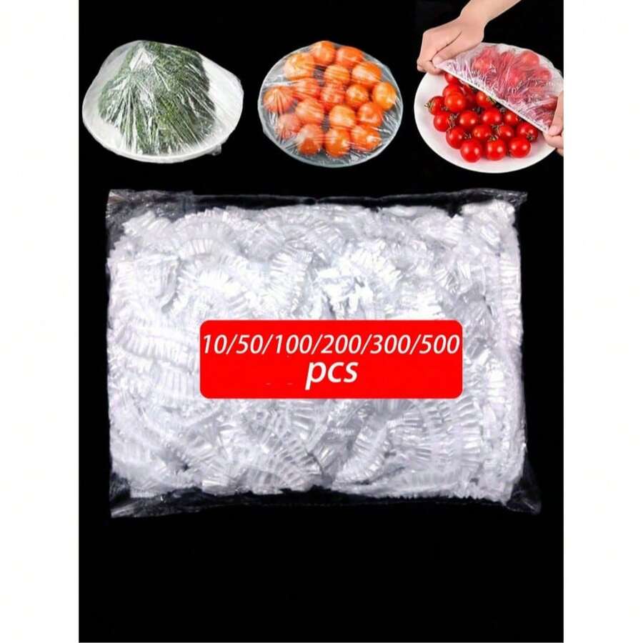 100pcs Disposable Elastic Food Covers - Stretchable Plastic Wrap Suitable For Bowls, Plates, Shoes And Showerheads - Multipurpose Dust-Proof Waterproof Kitchen Storage Film