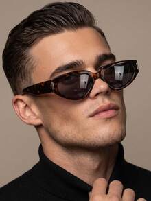 1 Pair Men's Leopard Print Cat Eye Wide Frame Retro Street Style Vacation Fashion Glasses - Multicolor - View 1