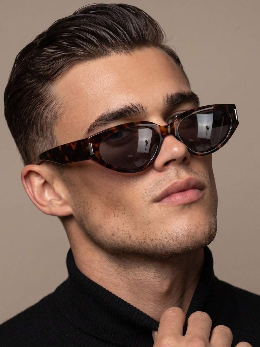 1 Pair Men's Leopard Print Cat Eye Wide Frame Retro Street Style Vacation Fashion Glasses - Multicolor - View 1