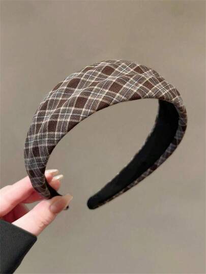 1pc Women's Vintage "Maillard" Style Wide Headband, High-Top Design Suitable For Daily Wear, Styling, Face Washing/Hair Washing, Makeup And Outfit Decoration