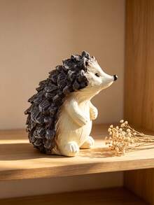 1pc Smiling Hedgehog Statue, Cute Hand-Painted Standing Animal Sculpture, Creative Mini Fairy Garden Decor, Suitable For Home Office Desk Bookshelf Decoration, Rustic Farmhouse Style Decorative Gift - A - View 6