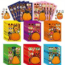 8 Sheets Halloween Make Your Own Pumpkin Stickers, Mix & Match Funny Face Pumpkin Stickers, DIY Halloween Pumpkin Decor Stickers, Kids Craft Stickers For Holiday Party Game Rewards - Multicolor - View 4