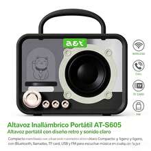 Altavoz portátil con diseño retro y sonido claro. - Negro - Ver 4