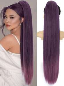 Clip-In Ponytail Hair Extension, Long Straight Blonde, 24 Inch, Heat-Resistant Fiber - Multicolor - View 16