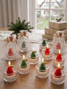 Christmas Holiday Candle, Christmas Tree Cup Wax, Shaped Aromatherapy Candle, Home Decor, Room Decor, Best Friend Gift, Women's Gift, Christmas Gift, Optional Gift Bag/Gift Box Packaging, Gift For Friends - Mini Cute Style - View 1