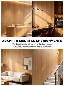 1 Roll PVC Matte Wood Grain Self-Adhesive Wall Sticker, Decorative Renovation Sticker, Wall Cover-Up, Wall Panel, 3D Moisture-Proof Background Wall, Removable, Wipeable, Dust-Resistant Wall Renovation Decorative Wallpaper - Multicolor - View 9