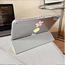 1pc Yellow Stripe Watercolor Flower Seashell Conch Tri-Fold Back Completely Transparent Case, Shell Slim Stand Shockproof Anti Fall Pen Holder Anti-Fall Tablet Cover Compatible With IPad PRO/AIR, Compatible With SAMSUNG,Compatible With XIAOMI Pad 5/6/7,Compatible With Oppo Pad,Compatible With Huawei Matepad,Compatible With Honor Pad - Multicolor - View 6