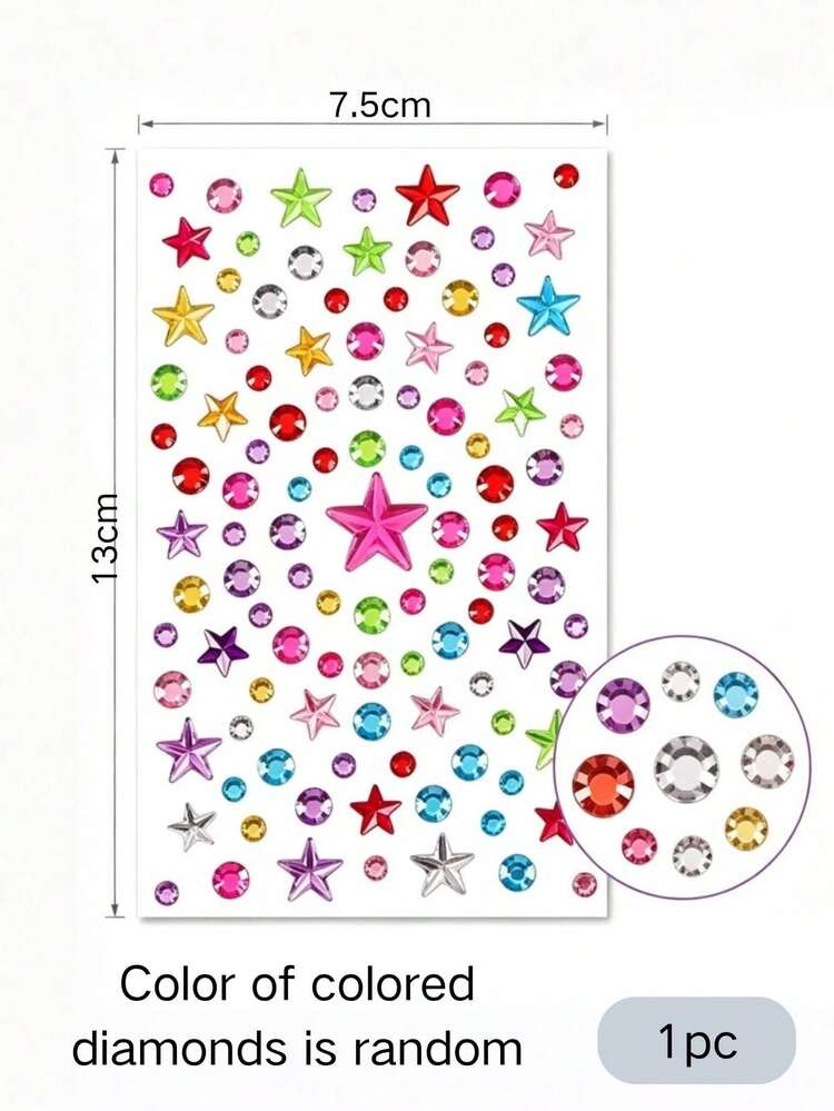 1pc Colorful Rhinestone Themed Decorative Stickers, Collection Of Heart, Star, Flower And Other Shapes With Rich And Vibrant Colors, Strong Glossy Cut Surface. Suitable For Water Cups, Phone Cases, Aromatherapy Containers, Earphone Boxes, Cameras And More, Adding Eye-Catching Glossy Texture And Enhancing The Exquisite Appearance Of Items. - Multi-color Diamond Set - View 4