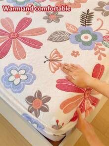 1 buah Sprei Kasur Tebal Lembut Bernapas Motif Flanel Salju (Sprei Kasur Tunggal), Memberikan Kehangatan Instan, Menyerap Kelembapan, Bernapas, Anti Selip, Mudah Dilepas dan Dapat Dicuci dengan Mesin, Cocok untuk Semua Musim, Sempurna untuk Dekorasi Kamar Tidur - Alice - View 5