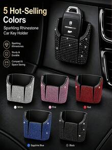 Hộp đựng chìa khóa ô tô đính đá, hộp tổ chức chìa khóa mini bóng bẩy có mặt sau dán keo, dùng cho nội thất ô tô, bệ tỳ tay trung tâm và bảng điều khiển - Nhiều màu - Xem 2
