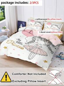 2/3-teiliges süßes Ballerina-Prinzessin-Bettwäsche-Set für Mädchen, rosa Ballon-Polka-Dot-Sterne-Bettbezug-Set, (Twin/Full/Queen/King-Größe) - Verschiedenfarbig - Übersicht 6