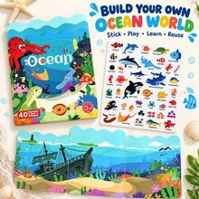 كتاب ملصقات المحيط مع 40 ملصق جيلي قابل لإعادة الاستخدام والغسل، موضوع المحيط، مناسب للزجاج والنوافذ، للأعمار 3+ - متعدد الألوان - مشاهدة 7