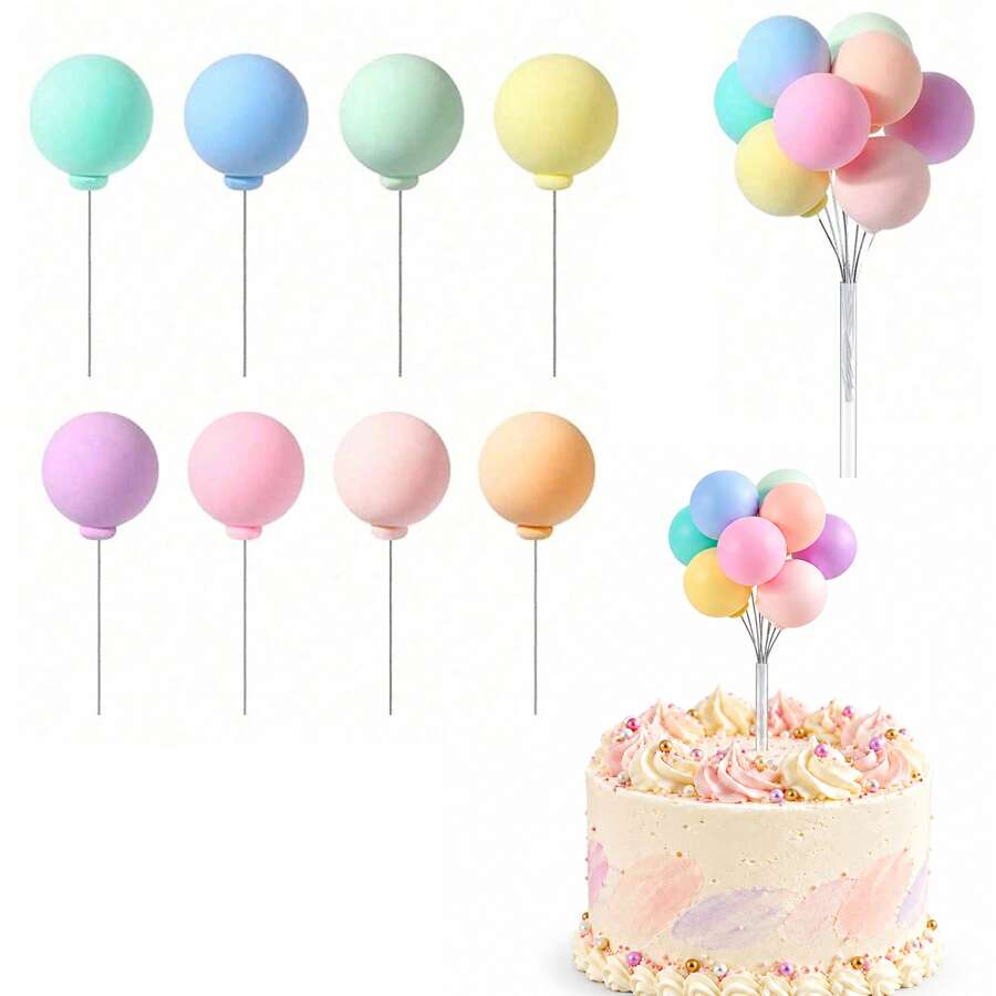 8件組彩色迷你氣球蛋糕裝飾,適用於生日派對甜點蛋糕裝飾 - 彩色 - 查看 1