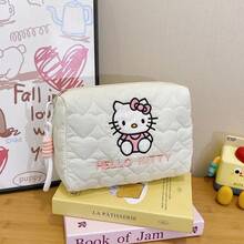 Hasbro Cute Cartoon Cat Quilted Makeup Bag, Portable Travel Cosmetic Pouch, Multi-Purpose Storage Bag For Stationery, Toiletries, Ideal Gift For Friends - Multicolor - View 8