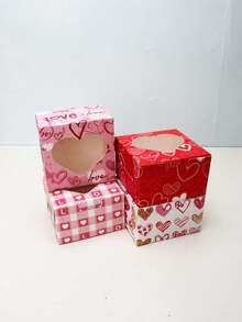 5pcs/10pcs/12pcs/24pcs Romantic Heart‑Window Paper Gift Boxes High‑End Printed Viewable Design Holiday & Party Favor Packaging Storage Cases - View 9
