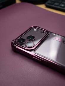 客製化姓名電鍍四角防震手機殼,適用於 iPhone 17 18 Pro Max,雷射印製個性化姓名保護手機殼,防摔防刮全包手機殼,適合男女性日常旅行工作派對使用的客製化禮物 - 中紫紅色 - 查看 6