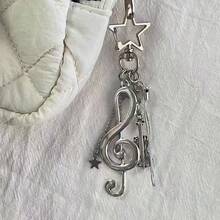 1pc Music Note Keychain Metal Star Pendant Creative Personalized Bag Charm Minimalist Key Chain Women's Bag Accessory - Multicolor - View 4