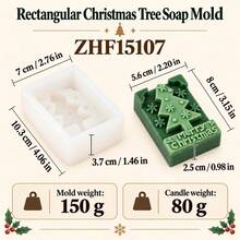 Relief Christmas Tree Round Soap Mold Rectangular Merry Christmas Soap Molds For DIY Handmade Soap Candle Making, Holiday Craft Gifts, Party Favors And Home Decoror Gift - A - View 7