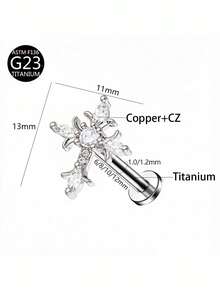 1件 G23鈦金內螺紋 1.0/1.2mm 蝴蝶鋯石耳釘 多色軟骨穿刺飾品 女款日常佩戴 - 十字架 - 查看 5