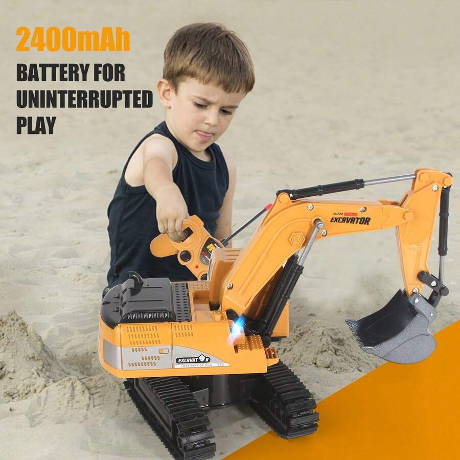 1 chiếc máy xúc điều khiển từ xa cho bé trai, máy xúc điều khiển từ xa công nghệ cao 2.4G 6 kênh/12 kênh, bộ đồ chơi xây dựng điều khiển từ xa, xe công trình bằng hợp kim và nhựa, đồ chơi máy xúc điều khiển từ xa cho bé trai và bé gái, quà tặng sinh nhật/lễ hội/Giáng sinh/Năm mới tốt nhất, xe đồ chơi công trình điều khiển từ xa 2.4GHz - Màu vàng - Xem 1