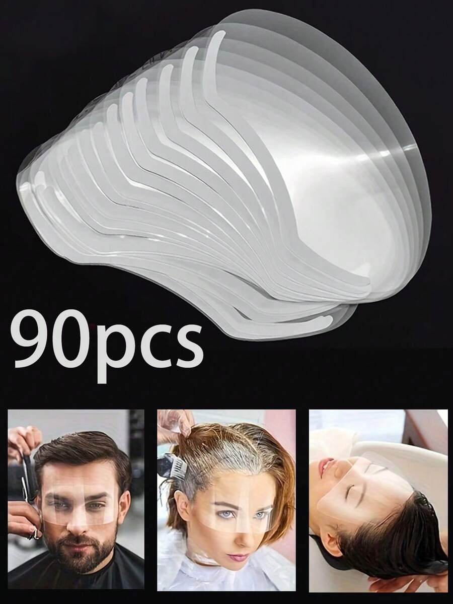 90pcs High Quality Transparent Hair Bands, Eye Protection Tools And Face Protection Caps, Shower Caps, Haircutting Caps | Tools To Prevent Hair Loss During Haircutting, Suitable For Hair Salons And Beauty Tools - Multicolor - View 1