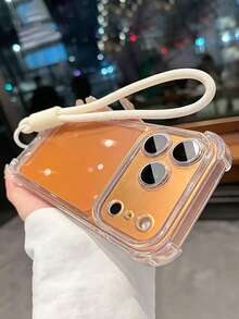 1件純色時尚極簡清新透明手機殼，四角氣囊防震手機保護殼，附短掛繩可快速轉換為17手機殼，兼容 11/12/13/14/15/16/16 Pro Max，舒適軟殼手機保護殼，兼容 17/17 Pro/17 Pro Max/Air，時尚手機殼設計，兼容 18 Pro/18 Pro Max最新18系列手機殼 - 無色 - 查看 4