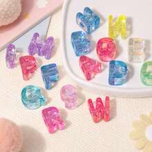 20pcs Acrylic Large Hole English Letter Beads UV Ice Transparent Loose Beads DIY Phone Chain Keychain Beaded Pendant Bag Charm - Multicolor - View 3