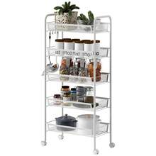 Five-Steel Mesh Basket Storage Trolley, With Wheels - White - T0001-01-8552 - View 3