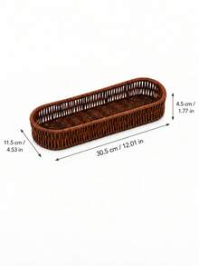 1pc Woven Rattan Storage Tray Basket, Aesthetic Home Storage Box, Suitable For Kitchen, Bathroom, Vanity, Bedroom And Office, Rectangular Desktop Organizer, Can Hold Tableware, Cosmetics, Jewelry, Snacks, Tea Bags, Keys And Daily Essentials, Autumn Winter Home Decor - Brown - View 12
