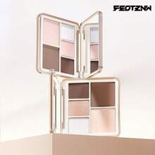 FEOTZNW Light & Shadow 3D 修容與高光盤，2合1修容與高光，雕塑瘦臉妝效，女性面部彩妝盤，彩妝必需品 - 暖色調 - X01#暖色調 - 查看 3