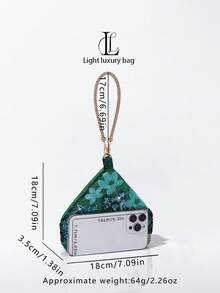 女款亮面花卉亮片晚宴包，優雅迷人、精緻時尚、奢華閃耀，適合女性、女孩、女士、新娘，適用於派對、晚會、宴會、舞會、婚禮、聖誕節，女性禮物、情人節禮物，亮片洋裝搭配，裝飾性場合穿搭（隨機花紋） - 綠色 - 查看 3