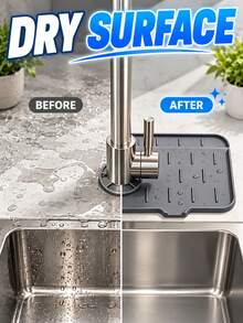 Faucet Splash Guard Drain Mat Pad Thick Sink Absorbent Drip Mat Dish Soap Sponge Holder Drip Catcher Drying Tray Mat Household House Home Decor Apartment Dorm Laundry Washroom Toilet Coffee Bar Gadgets Kitchen Utensils Bathroom Essential Accessories - A - View 3
