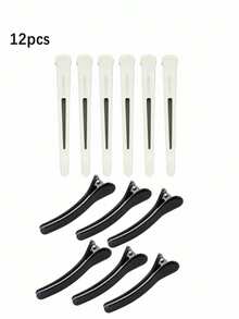 12/6pcs Professional Hair Sectioning Clips, No-Trace Non-Slip Alligator Hair Clips With Silicone Ring, Suitable For Barbers And Home Hair Cutting, Unisex - Multicolor - View 15