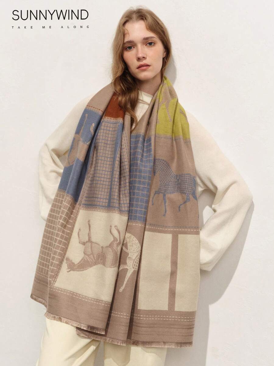 1pc Women's Leopard Print Animal Pattern Elegant Fashion Polyester Scarf For Daily Use - Khaki - View 1