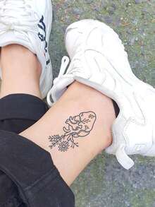 Herbal Juice Semi-Permanent Magic Tattoo Sticker Creative Daisy Plant Pattern Long-Lasting 14 Days No Fading No Reflection Holiday Party Gift Arm Leg Body Temporary Tattoo Sticker 1pc/Pack - Blue - View 3